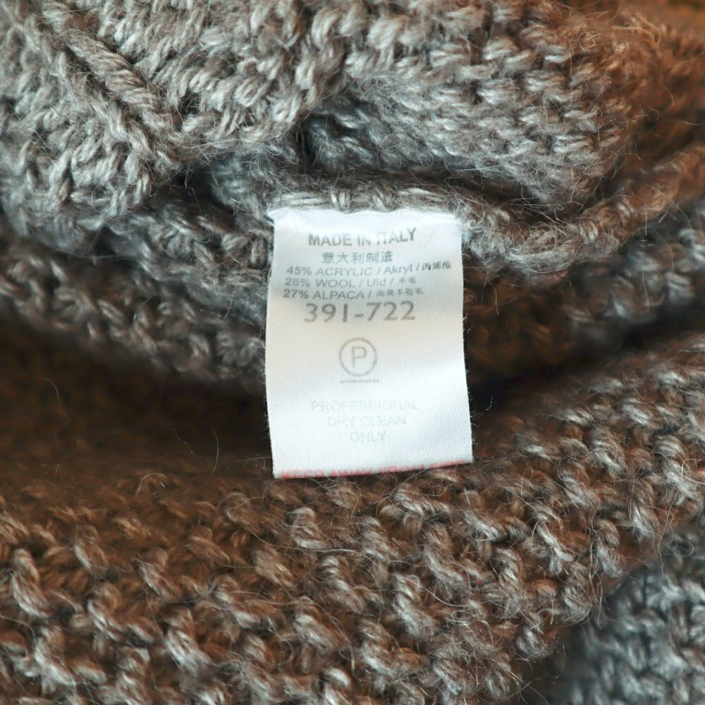 NEXT Italy Alpaca Wool Blend Taupe Button Front Poncho Ruana Cardigan Sweater M - Picture 5 of 6